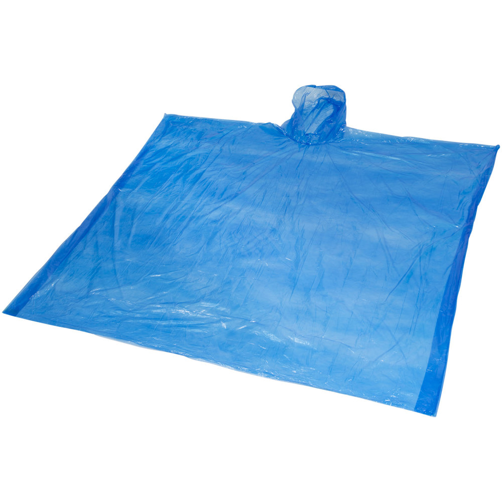 Ziva disposable rain poncho with storage pouch - Royal blue