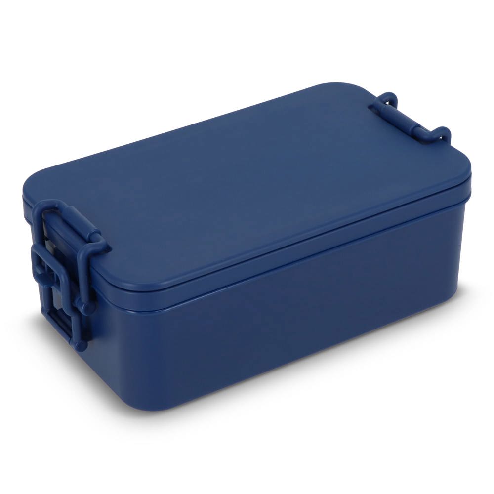Double layer Lunch Box with Cutlery - Dark blue