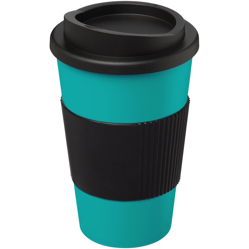 Americano® 350 ml insulated tumbler with grip - Aqua blue, Black