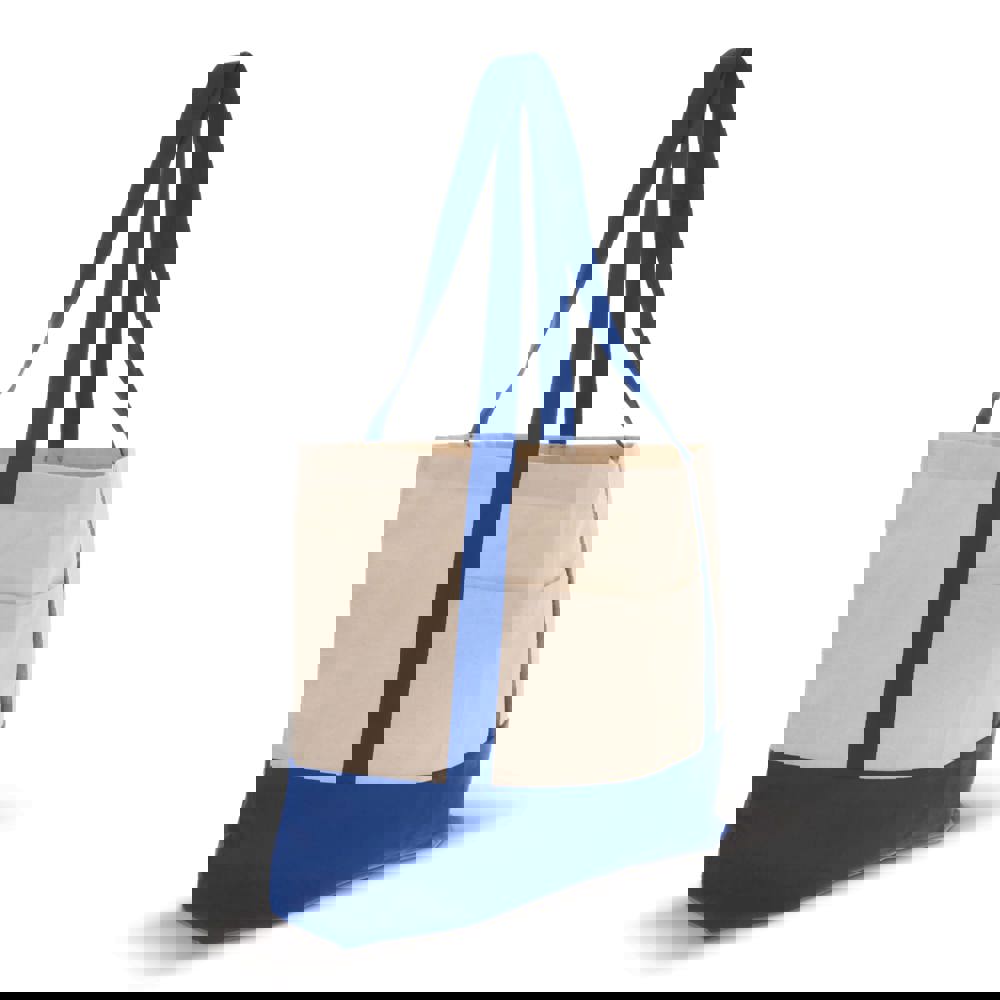 Beach bag cotton canvas OEKO-TEX® 280g/m² 42x10x30cm - Blue