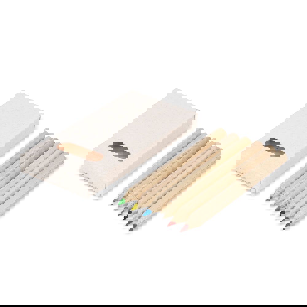 6 colouring pencils in recycled milkcarton box