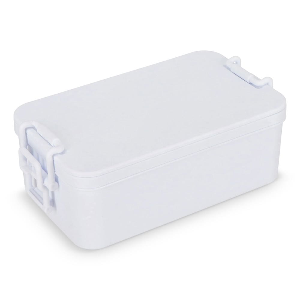 Double layer Lunch Box with Cutlery - White