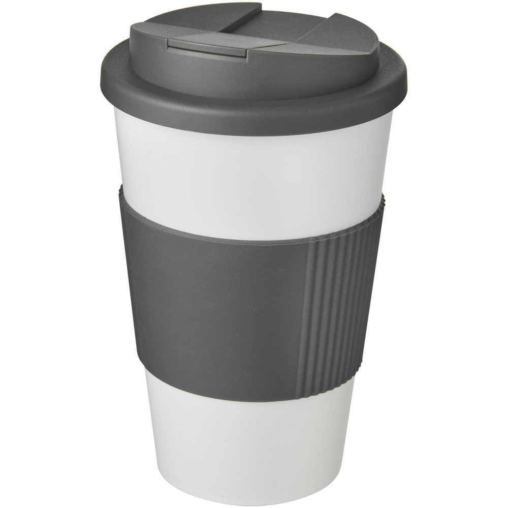 Americano® 350 ml tumbler with grip & spill-proof lid - White, Grey