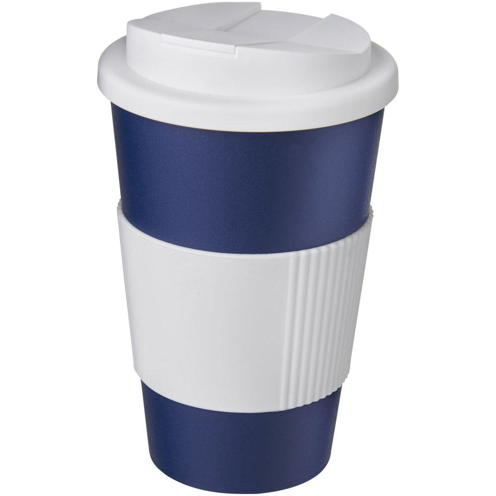 Americano® 350 ml tumbler with grip & spill-proof lid - Blue, White
