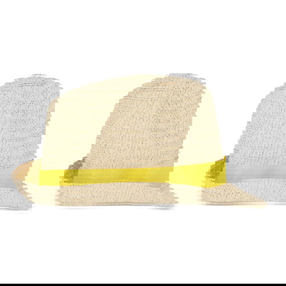 Plant straw hat with coloured band