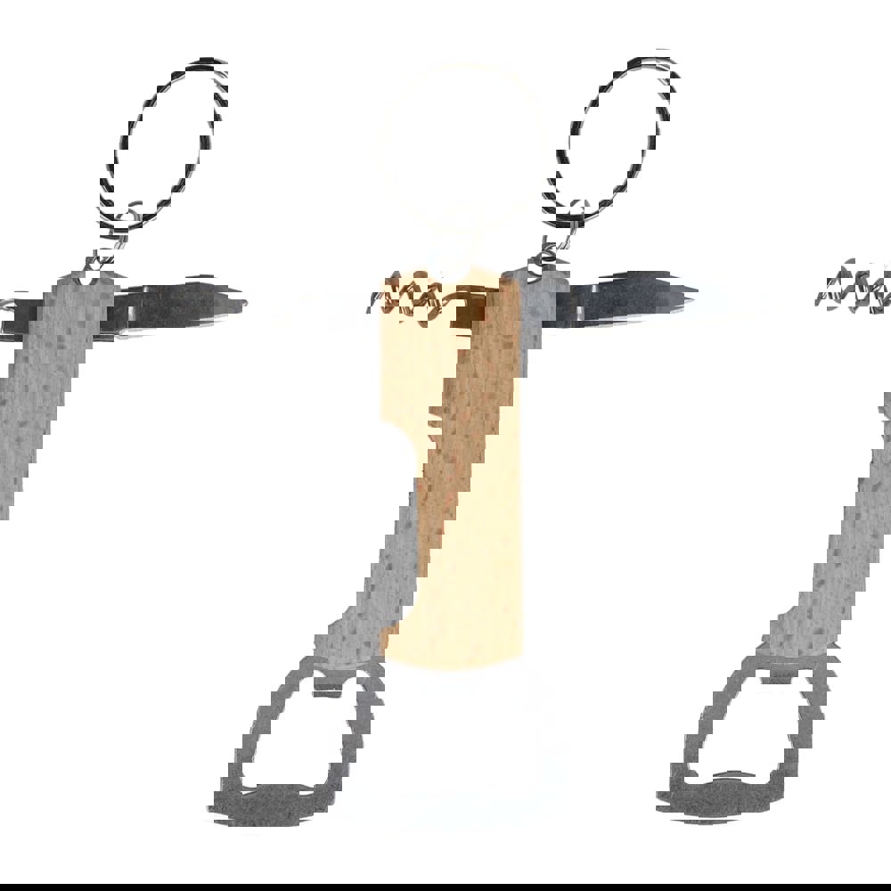 Bambus Wein &amp; Flaschenöffner Schlüsselanhänger