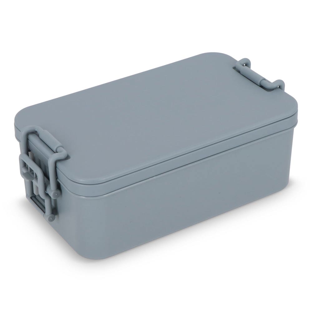 Double layer Lunch Box with Cutlery - Grey