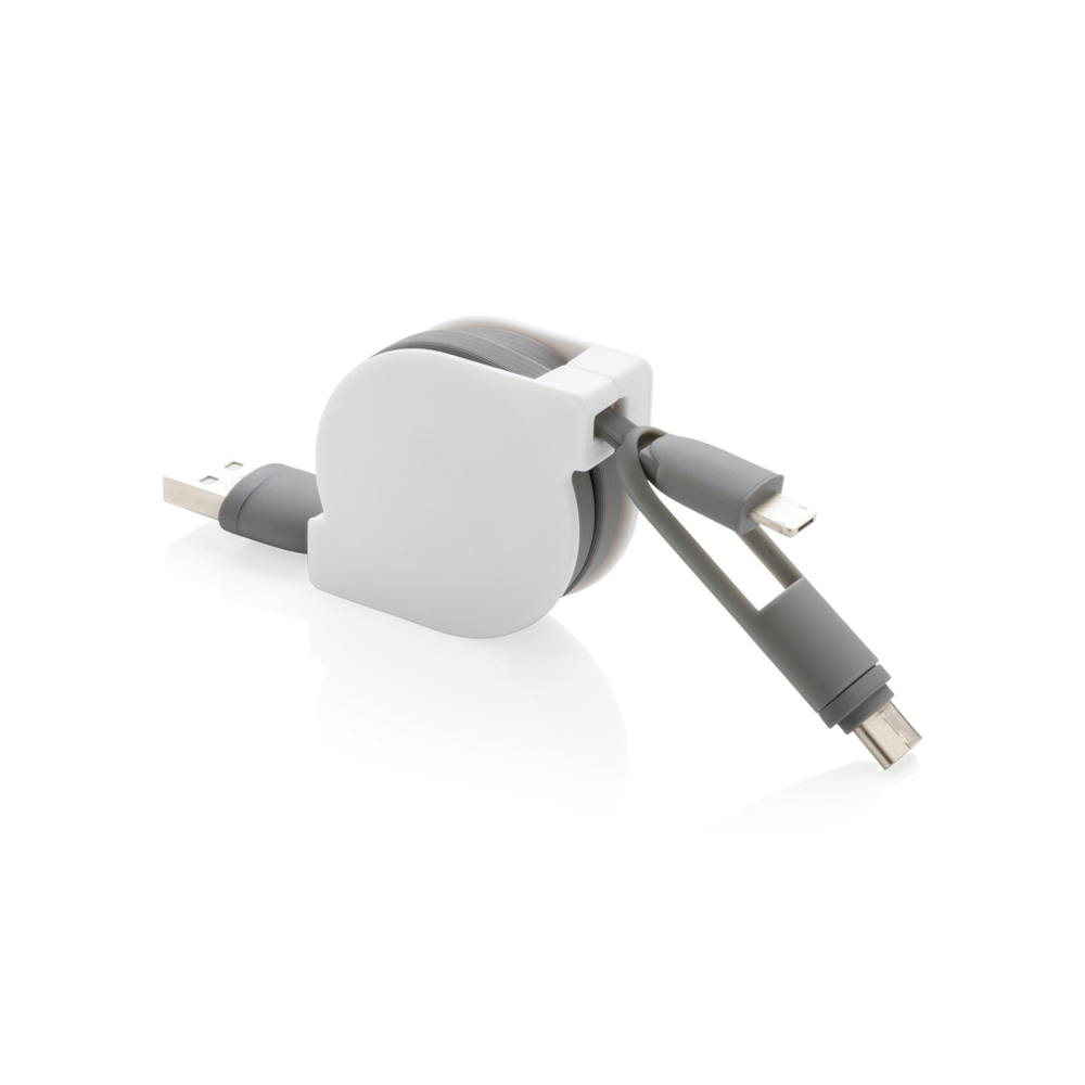 3-in-1 retractable cable - grey (± PMS Grey)