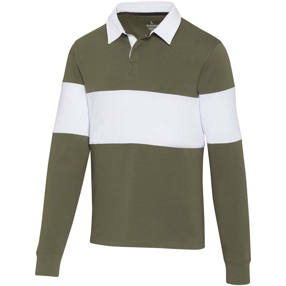 Clyde unisex organic rugby polo sweatshirt - Green, White