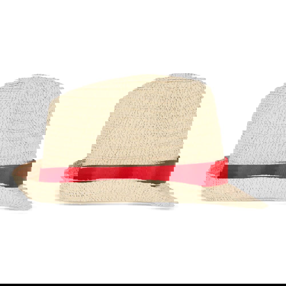 Plant straw hat with coloured band