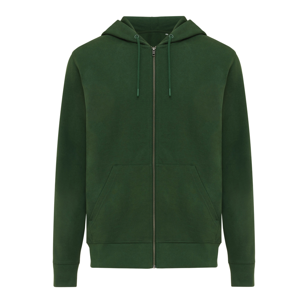 IQONIQ Abisko recycled cotton zip through hoodie - forest green (± PMS 19-5920TCX)