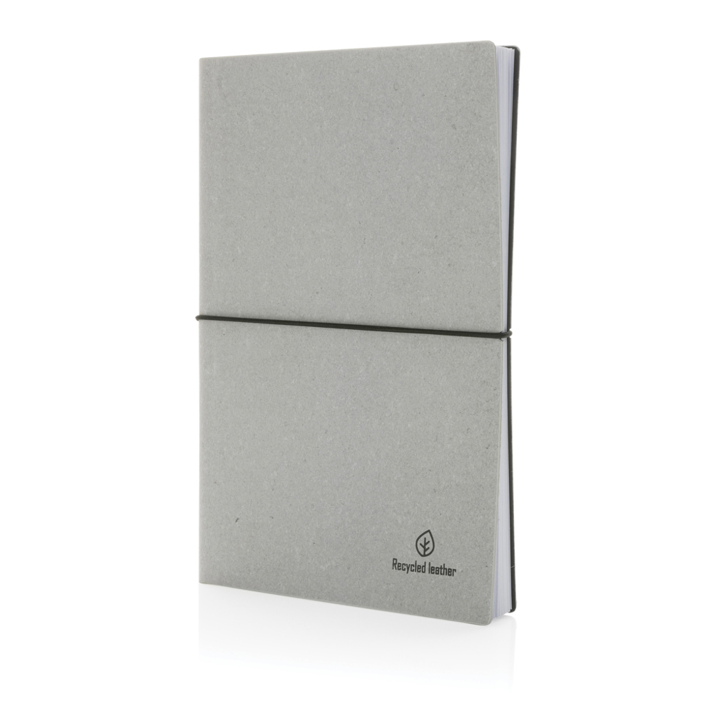 A5 GRS recycled leather notebook - light grey (± PMS 420)