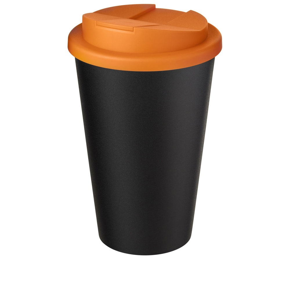Americano® Eco 350 ml recycled tumbler with spill-proof lid - Orange, Black
