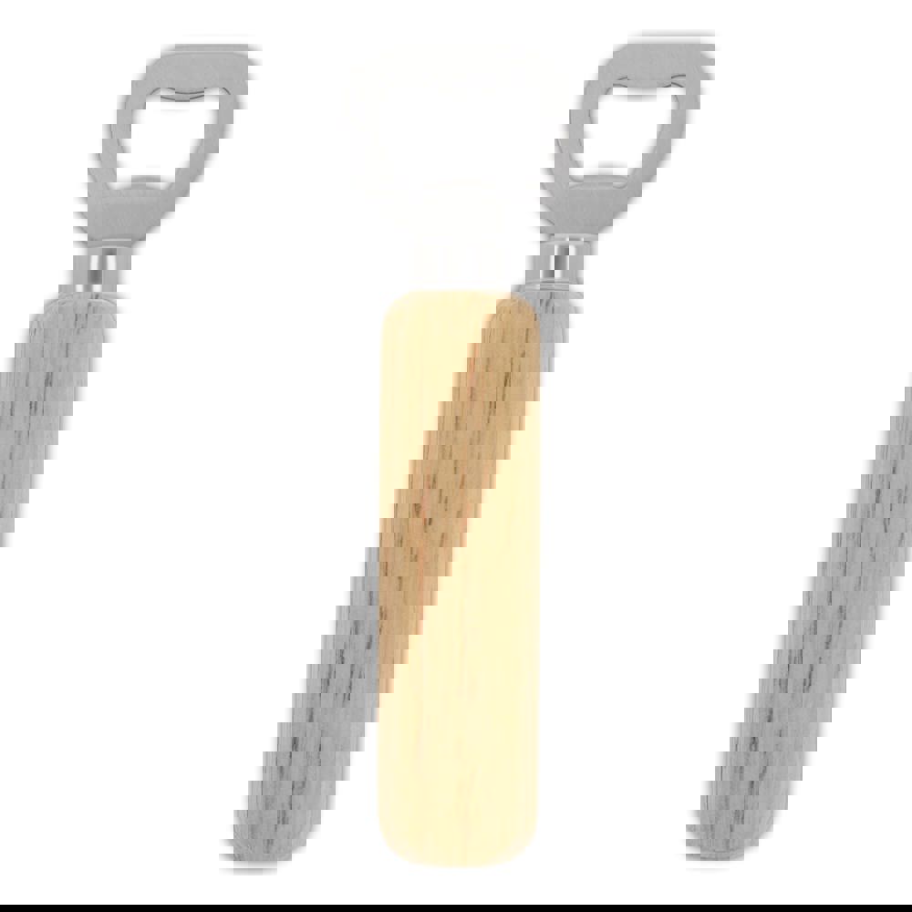 Bottle opener with wooden handle