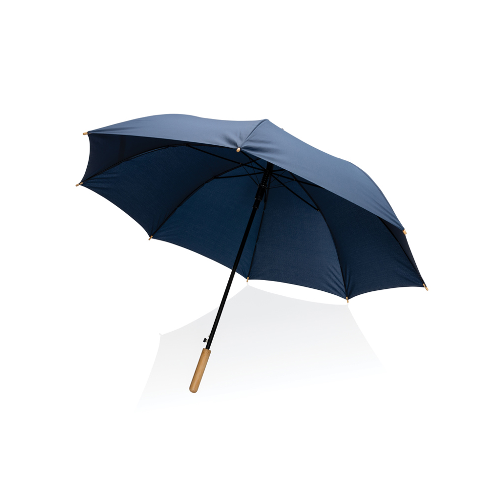 27" Impact AWARE™ RPET 190T auto open bamboo umbrella - navy (± PMS 539)
