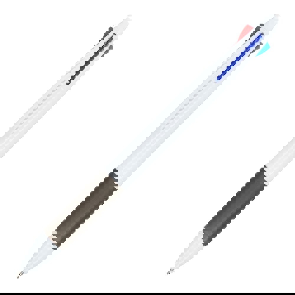 4 Colour pen with grip - White / Black