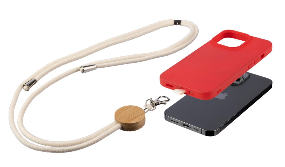 Katoenen telefoonlanyard met trekkoord Lucia