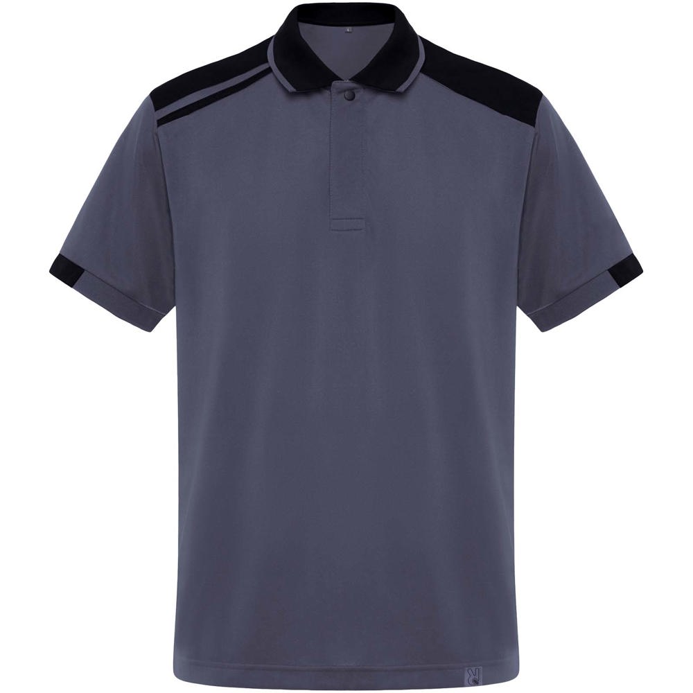 Samurai 160 g/m2 unisex antibacteriële polo met korte mouwen - Lood, Zwart
