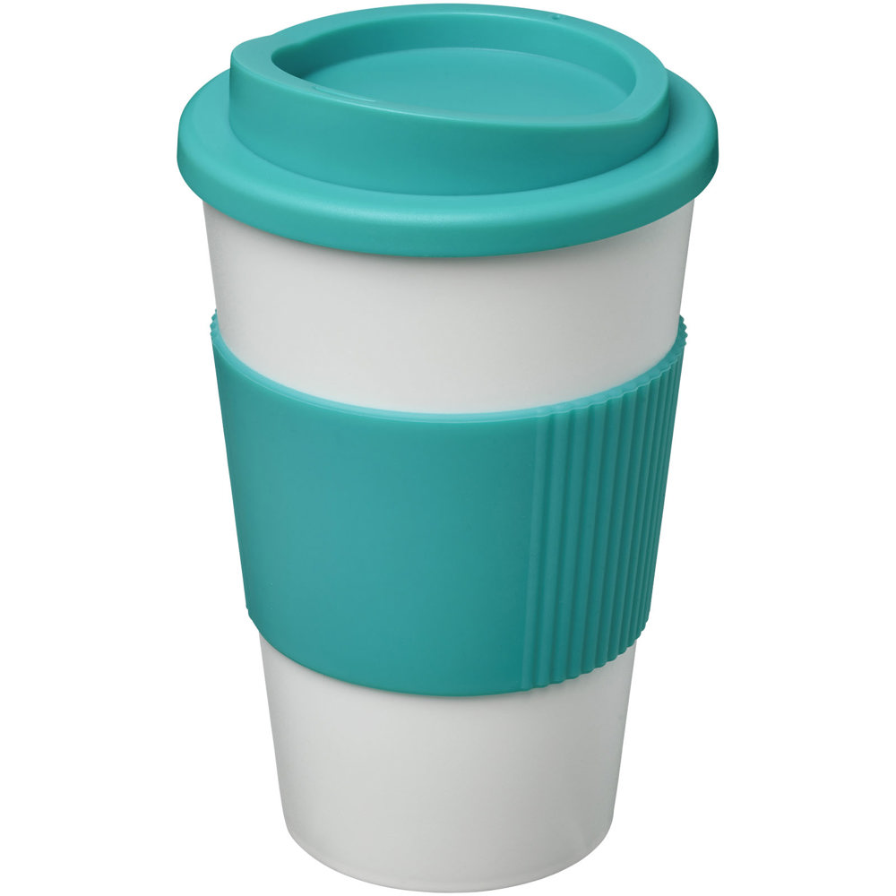 Americano® 350 ml insulated tumbler with grip - White, Aqua