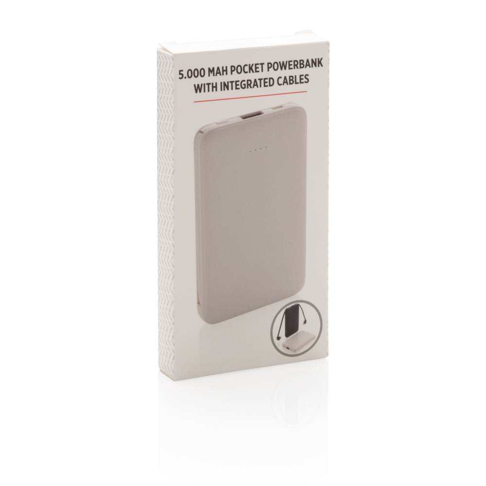 5.000 mAh Pocket Powerbank with integrated cables