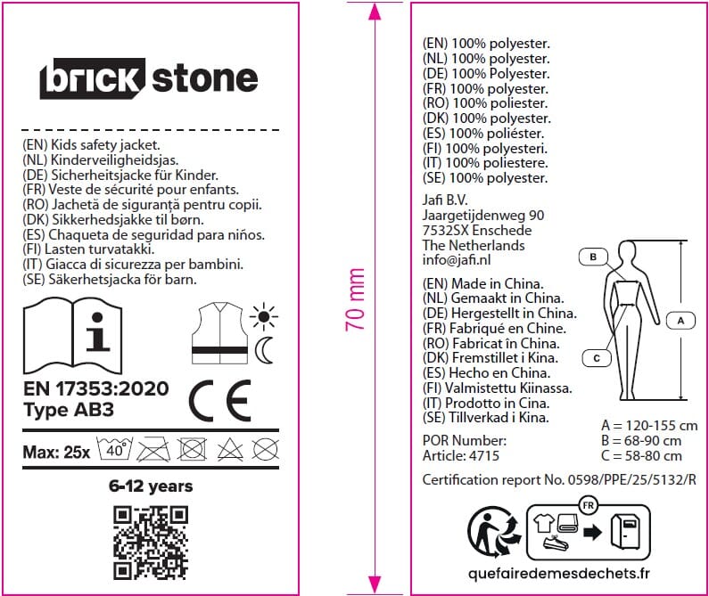 Kindersicherheitsweste 6-12 Jahre - EN 17353