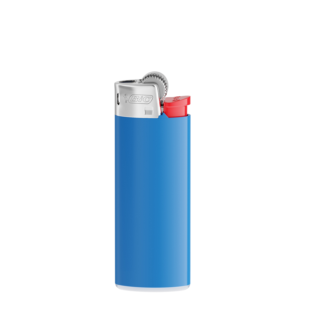 BIC® J25 Standard Lighter - Blue Body / White Base / Red Fork / Chrome Hood