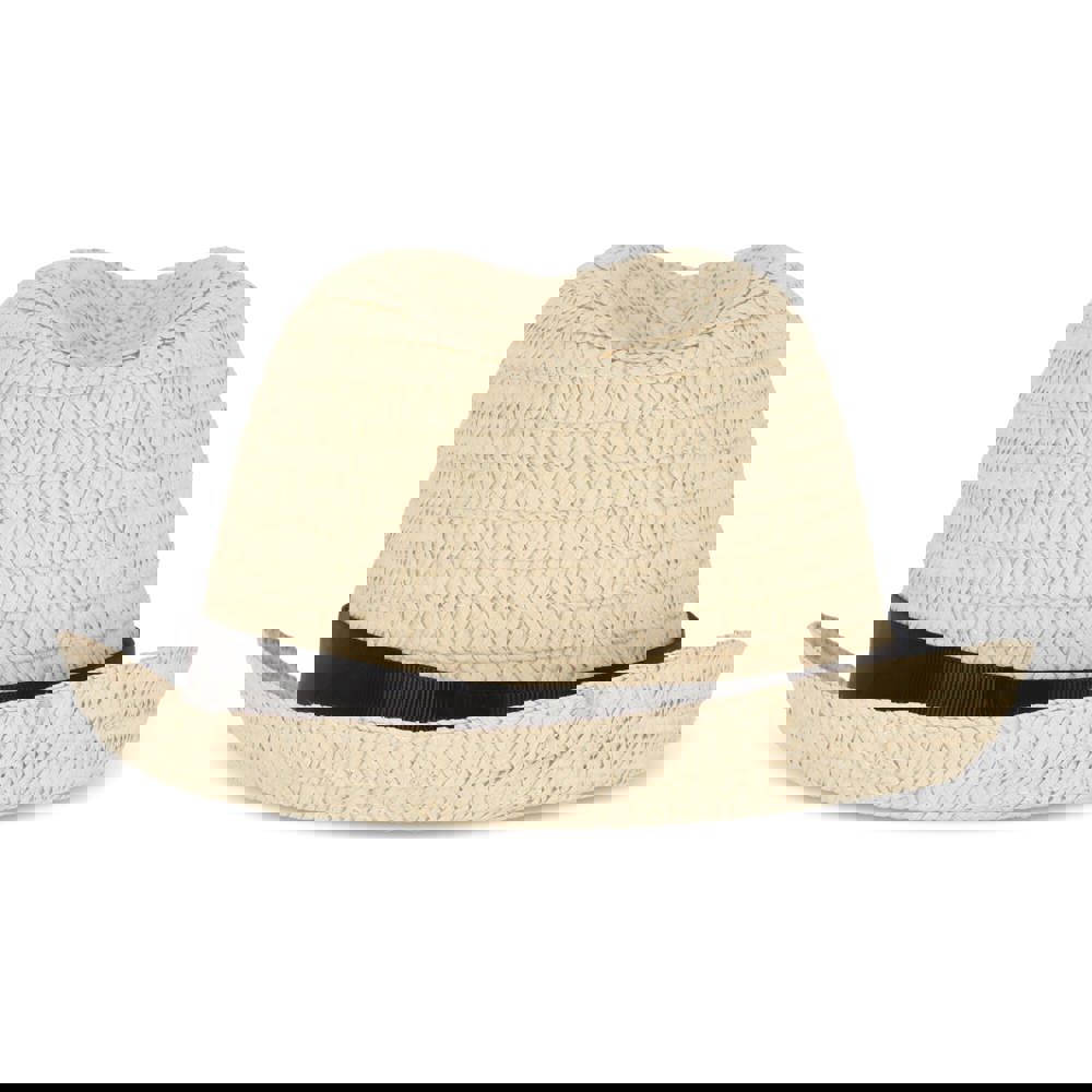 Plant straw hat with coloured band