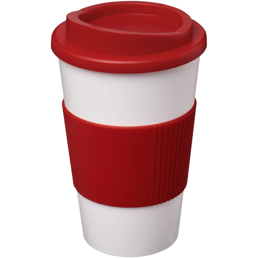 Americano® 350 ml insulated tumbler with grip - Red, White
