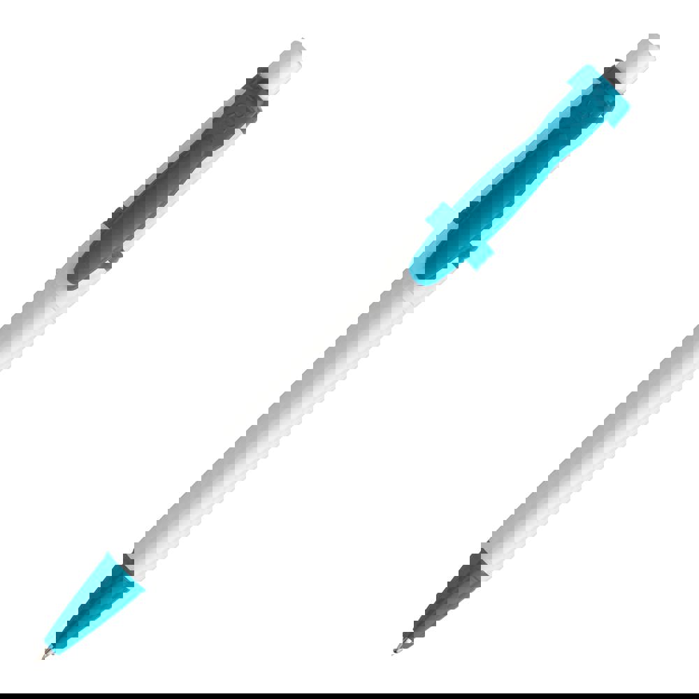 Ball pen Olly hardcolour - White / Turquoise