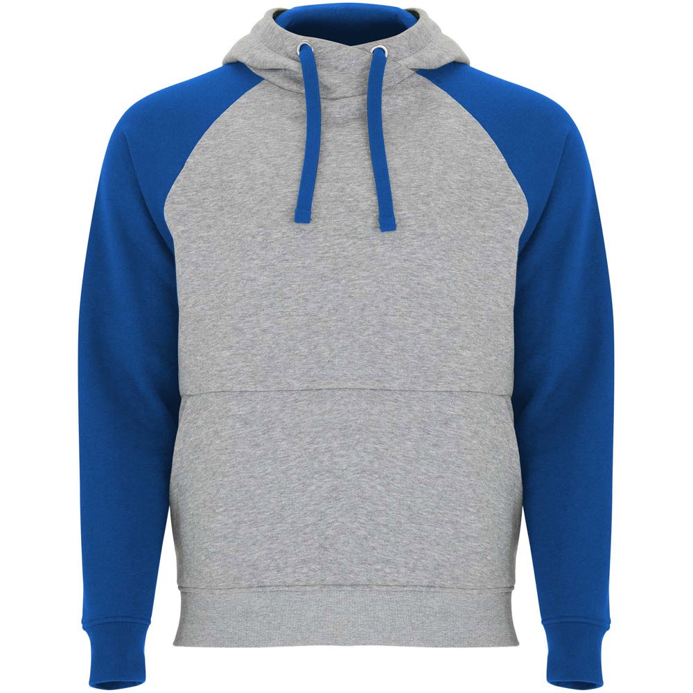 Badet zweifarbiger Kapuzenpullover Unisex - heather grau, royalblau