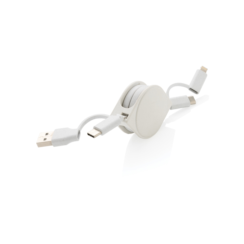 6-in-1 Kabel aus TPE und RCS Standard recyceltem Kunststoff - weiß (± PMS White)