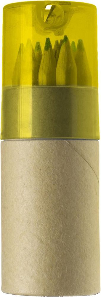 ABS and cardboard tube with pencils Terrence - Yellow