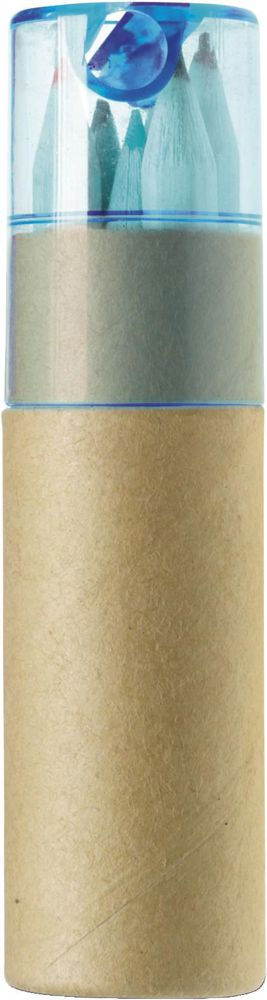 ABS and cardboard tube with pencils Libbie - light blue