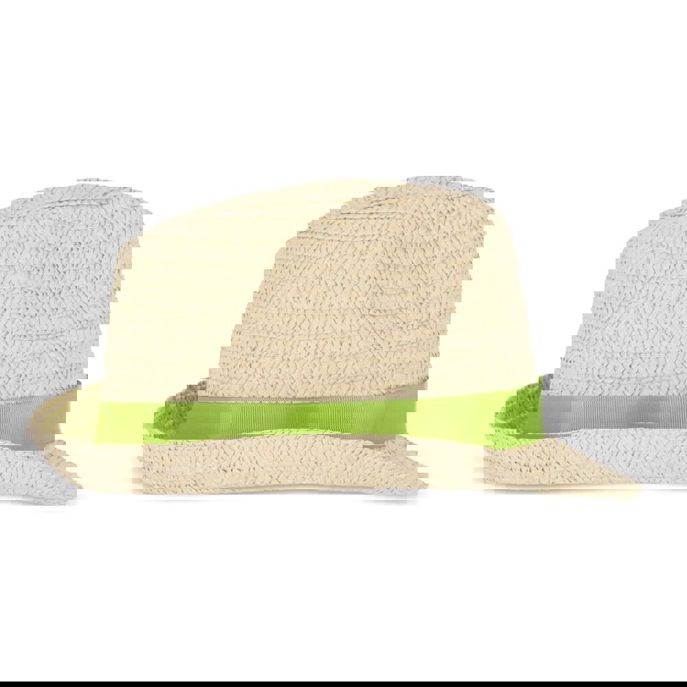 Plant straw hat with coloured band