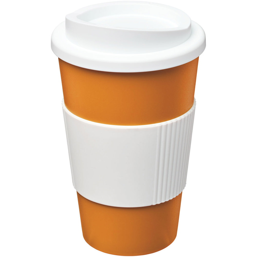 Americano® 350 ml insulated tumbler with grip - Orange, White