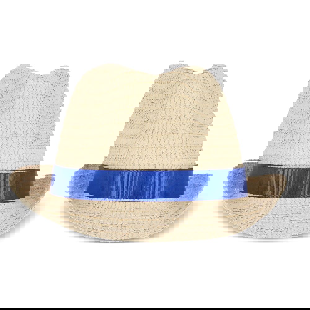 Plant straw hat with coloured band