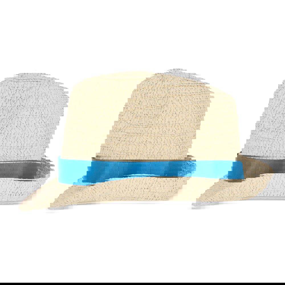 Plant straw hat with coloured band