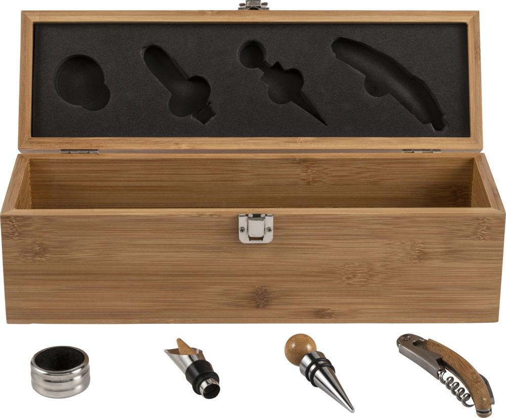 Bamboe wijn cadeau set Gareth