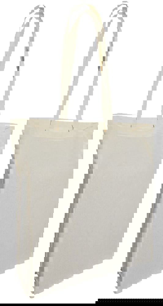 Baumwolltaschen mit langen Henkeln und Bodenfalte, 140 gr/m² - Natur (Natural) / Natur