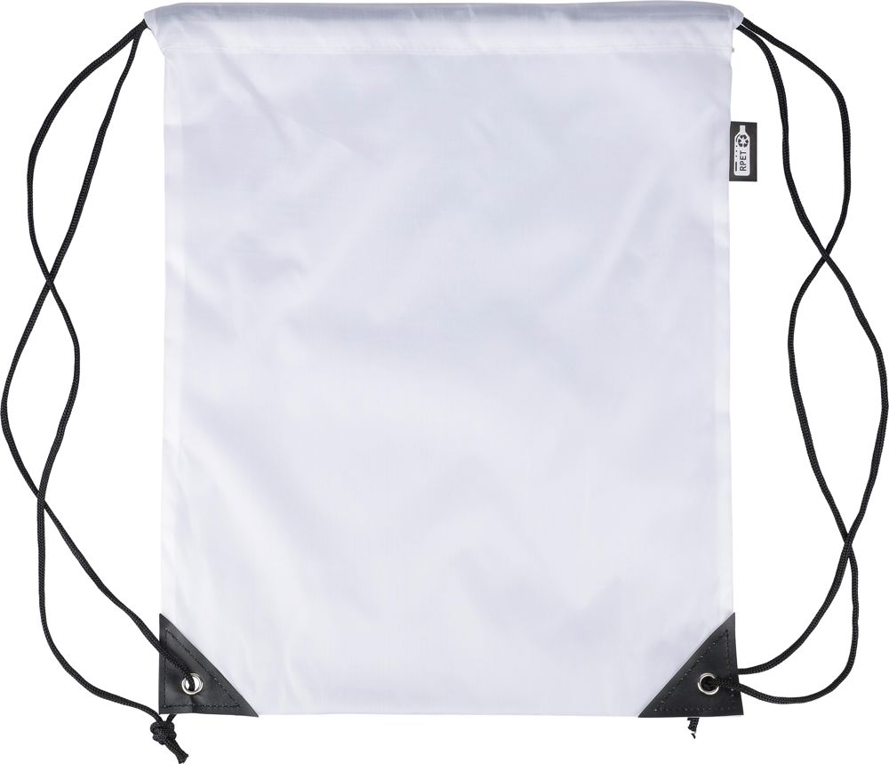 Recycled rPET polyester (210D) drawstring backpack Enrique - White