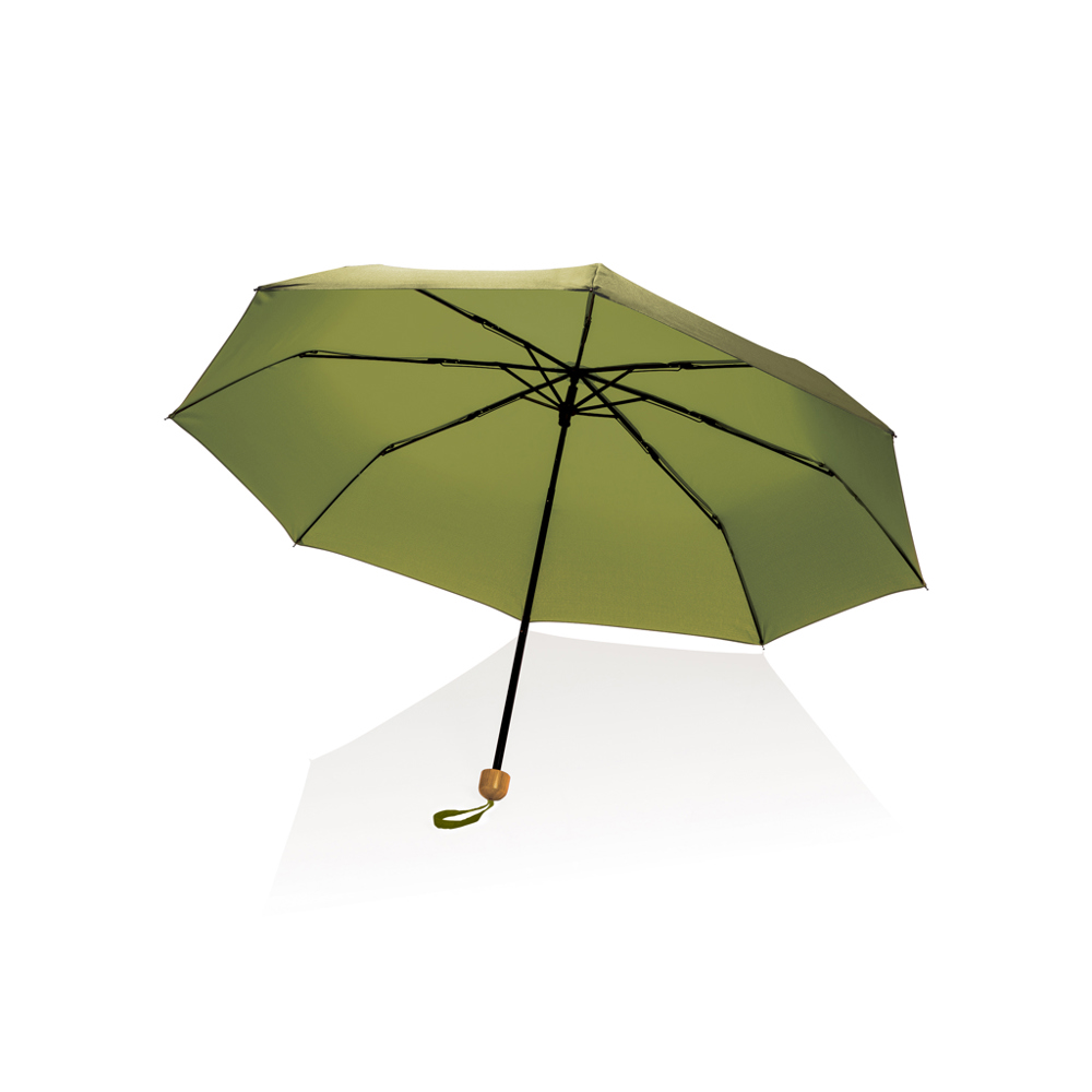 20.5" Impact AWARE™ RPET 190T Pongee bamboo mini umbrella - green (± PMS 5753)