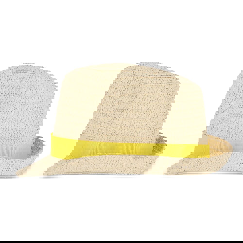 Plant straw hat with coloured band