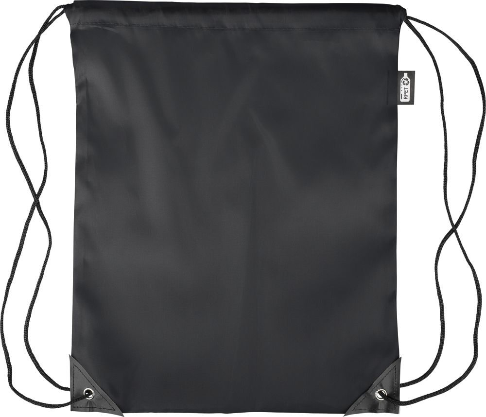 Recycled rPET polyester (210D) drawstring backpack Enrique - Black