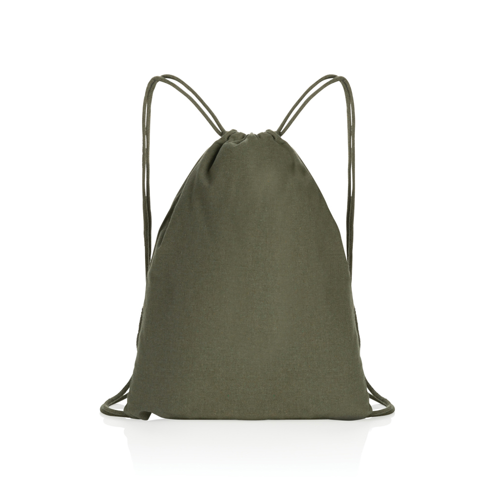 Impact AWARE™ recycled cotton drawstring backpack 145g - green (± PMS Green)