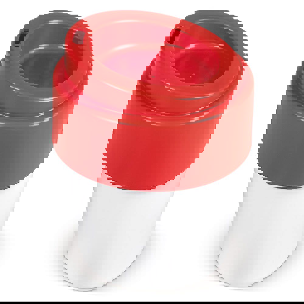 Koffiebeker Hot-but-cool met deksel 240ml - Wit / Rood