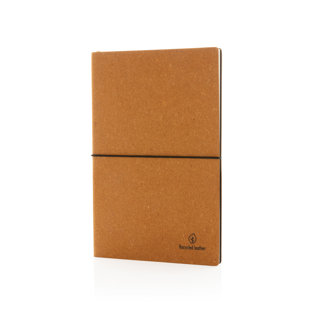 A5 GRS recycled leather notebook - brown (± PMS 24)