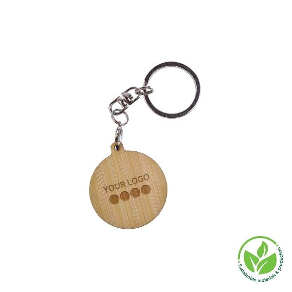 Key Ring Bamboo- Rond 32 mm
