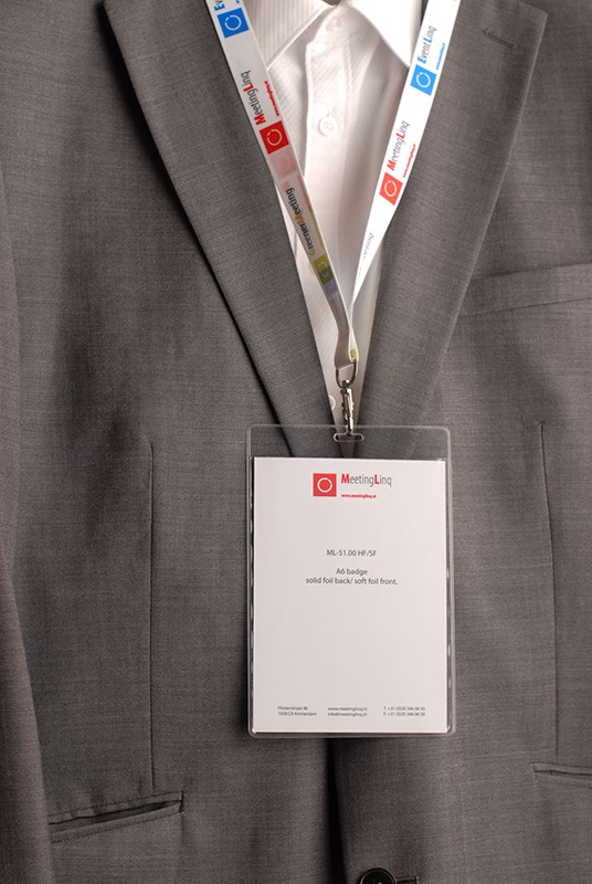 Badgehouder, A6 formaat. Hardfolie/zachtfolie.