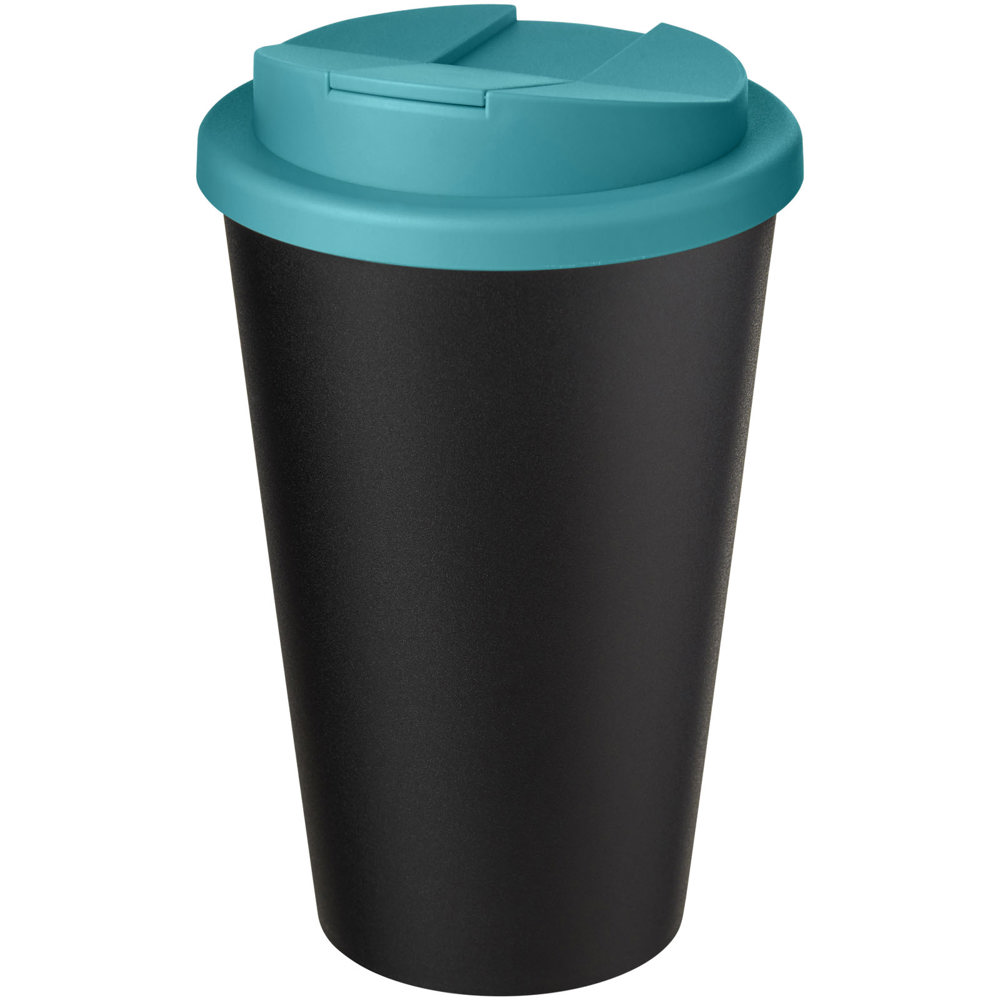 Americano® Eco 350 ml recycled tumbler with spill-proof lid - Aqua blue, Black