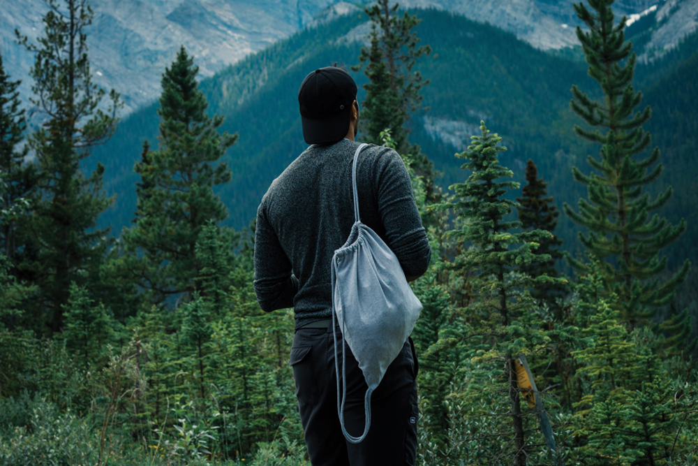 Impact AWARE™ recycled cotton drawstring backpack 145g